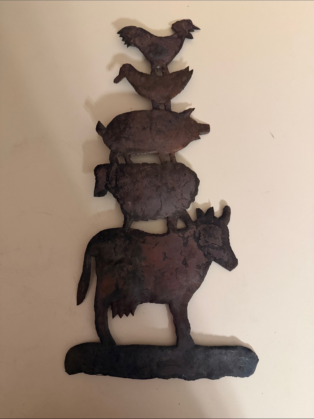 Rustic Farm Animal Metal Wall Art - Brown